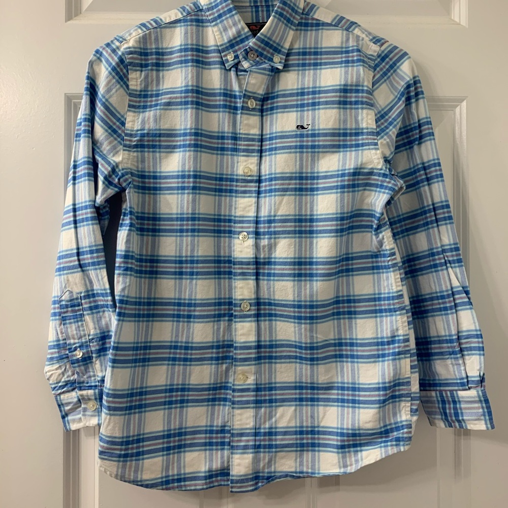 Boys Vineyard Vines blue plaid shirt